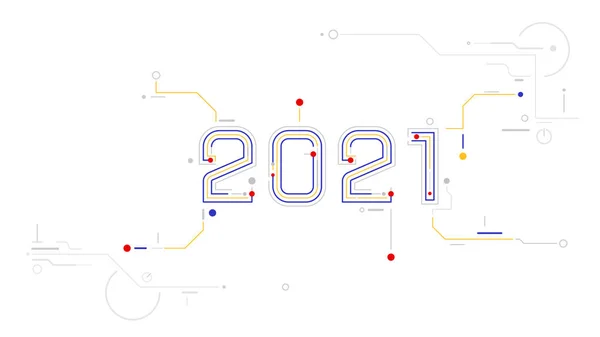 2021 teknoloji yeni yıl dijital sayı teknolojisi konsept çizimi