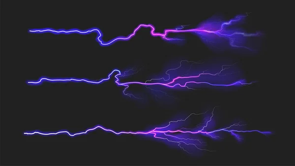 Yıldırım yıldırımı koleksiyonu elektrik gücü vektör arkaplanını ayarladı