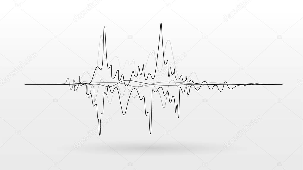 Noise vibrations amplitude sound wave signal vector background