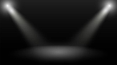 Leke ışığı pürüzsüz arkaplanı olan karanlık, boş sahne