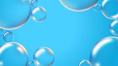 Kabarcıklar su mavi taze duygu vektörü arka planı