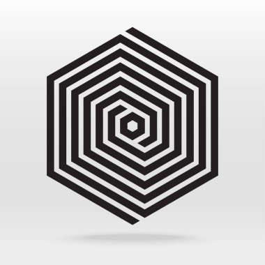 Altıgen labirent simgesi siluet elementleri vektör arkaplanı