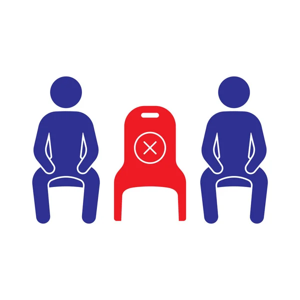別の座席ルールに座っている社会的距離アイコンピクトグラム記号 — ストックベクタ