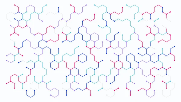 幾何学的抽象六角形パターンドット線接続の背景 — ストックベクタ