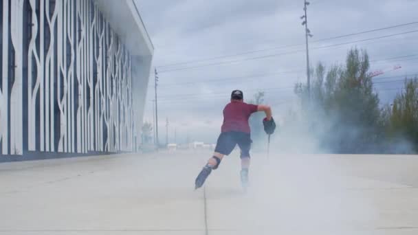 Hockey Aligné Patiner Ralenti Avec Fumée — Video