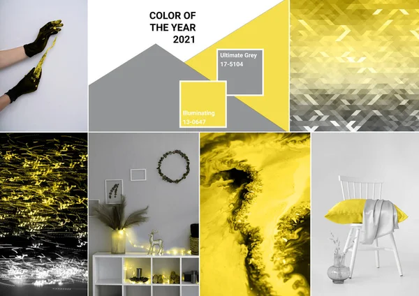 Collage demonstrating trendy colors 2021 — Stock Fotó