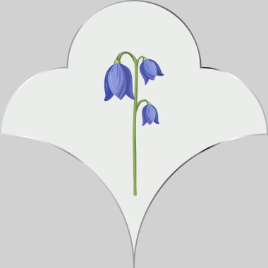 Yumuşak dekoratif şekilli yeşil saplı narin mavi bir çan çiçeğinin vektör çizimi. Çiçek tasarımı, ambalaj, kırtasiye, düğün ve mevsimlik projeler için mükemmel..