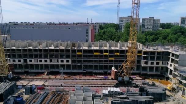 Drone Footage Right Left Multi Storey Unfinished Building Panels Formwork — Video Stock