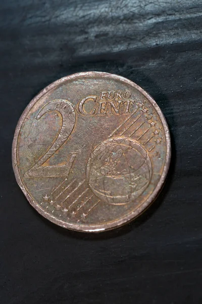 Pièce Centimes Euro Sur Fond Brun Foncé — Photo