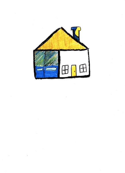 小さな家の手描きイラスト — ストック写真