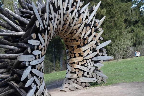 Borgo Valsugana Trento Włochy Kwiecień 2019 Ręcznie Robiony Artystyczny Drewniany — Zdjęcie stockowe