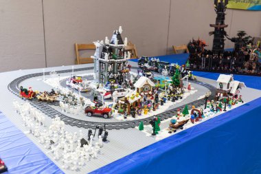 VERONA, İtalya, 14 Ekim 2018: Lego Tuğla Festivali Sant ambroggio di Valpolicella, Lego Şehri