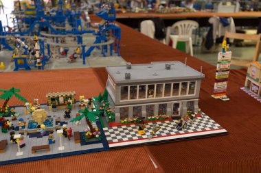 VERONA, İtalya, 14 Ekim 2018: Lego Tuğla Festivali Sant ambroggio di Valpolicella, Lego Şehri