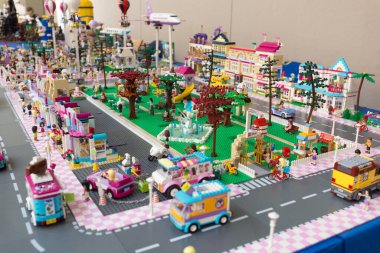 VERONA, İtalya, 14 Ekim 2018: Lego Tuğla Festivali Sant ambroggio di Valpolicella, Lego Şehri
