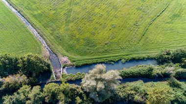 Ormandaki nehrin havadan görünüşü