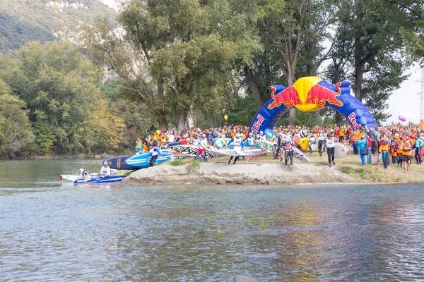 Pescantina Verona Italien Oktober 2019 Kanurennen Mit Der Drohne Kajakfahren — Stockfoto