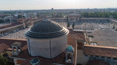 Aerial view of the Monumental Cemetery of Verona, top view of a European Cemeteries