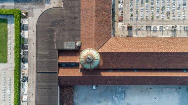 Aerial view of the Monumental Cemetery of Verona, top view of a European Cemeteries