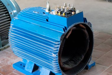 Endüstri. Yüksek güçlü elektrikli motor. Ayrıntılar. Yakın plan..