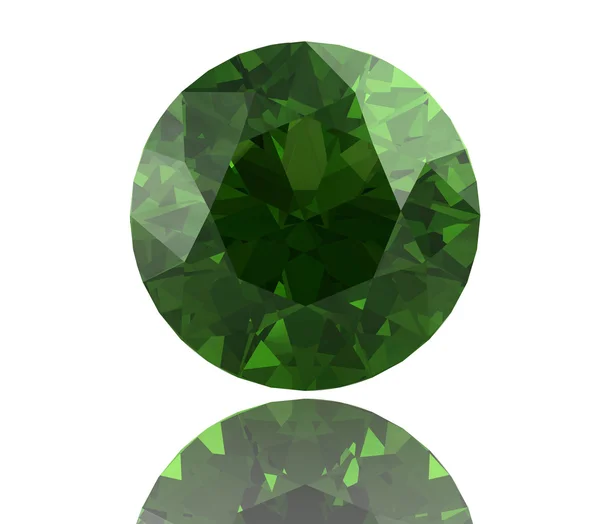 Olivin gem on fehér háttér (nagy felbontású 3D-s kép) — Stock Fotó
