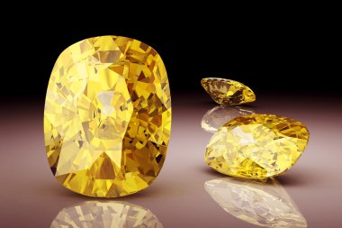 Beyaz arka planda (yüksek çözünürlükte 3d görüntü sarı safir)