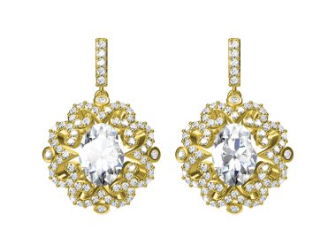 beyaz izole elmas küpe