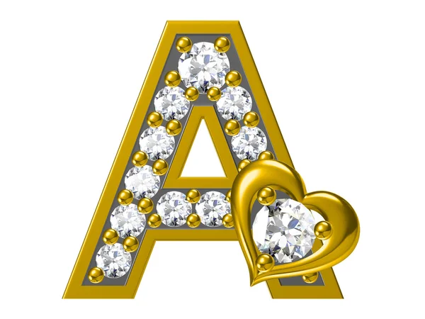 Golden alphabet with diamonds, — Stock Photo, Image