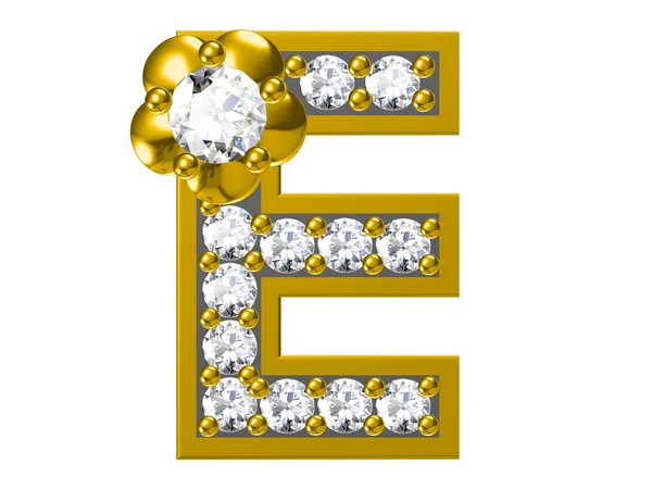 Goldenes Alphabet mit Diamanten, — Stockfoto