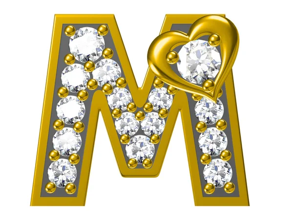 Alfabeto dorado con diamantes , —  Fotos de Stock