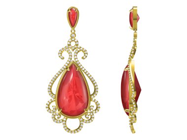 elmas küpe çifti üzerinde beyaz izole takı güzel