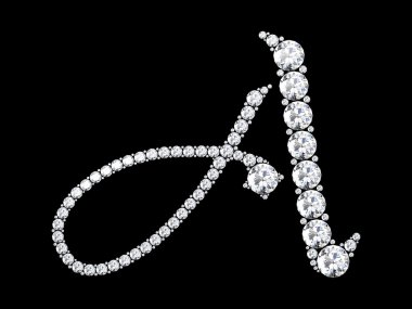 elmas harfler izole siyah taşlar ile