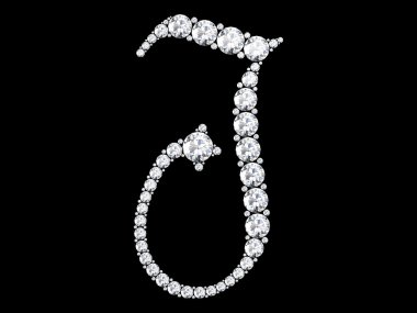 elmas harfler izole siyah taşlar ile