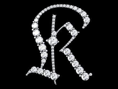 elmas harfler izole siyah taşlar ile