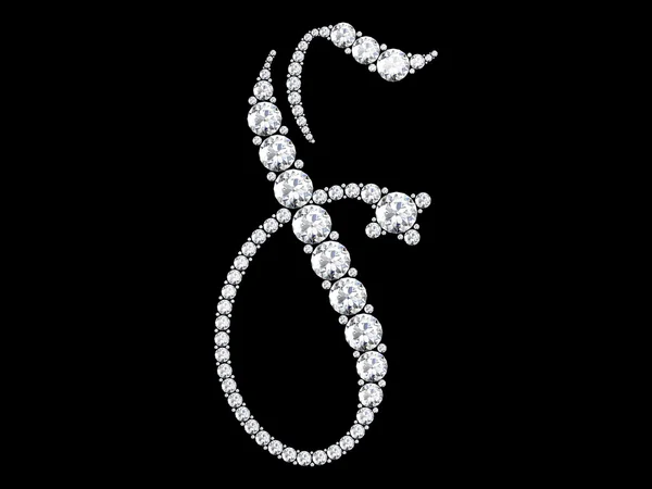 Letras de diamante com pedras preciosas isoladas em preto — Fotografia de Stock