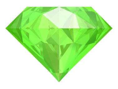 Peridot gem beyaz arka planda (yüksek çözünürlükte 3d görüntü)