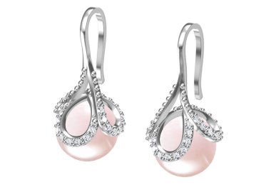 Bir çift elmas küpe 3D çizim.