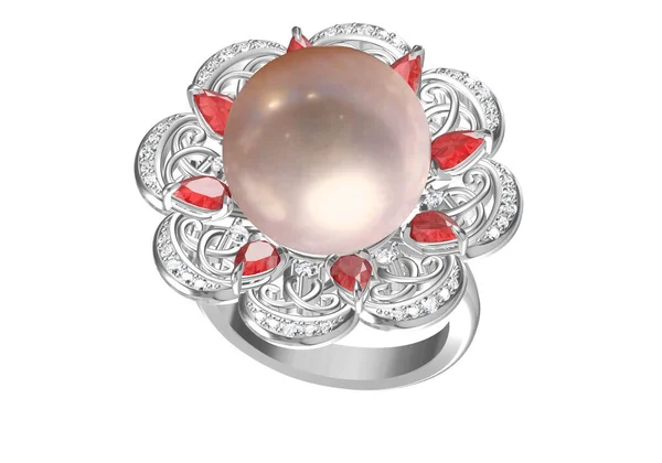白い背景に結婚指輪 3Dレンダリング — ストック写真