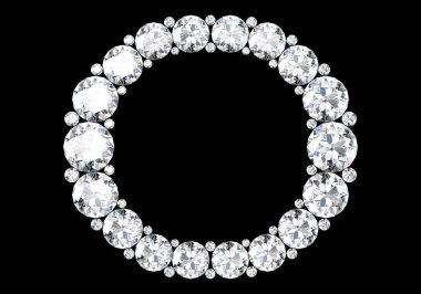 Siyaha izole edilmiş değerli taşlı elmas harfler. 3B görüntüleme