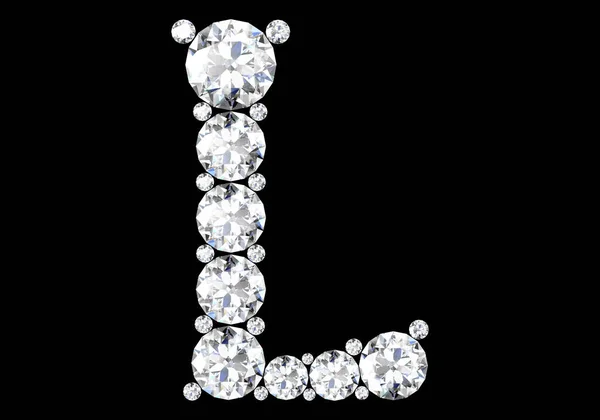 Diamond Letters Gemstones Isolated Black Rendering — Stock Photo, Image