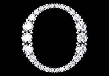 Mücevher taşlı elmas harfler (yüksek çözünürlüklü 3B resim)