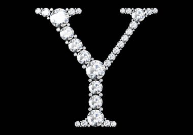 Mücevher taşlı elmas harfler (yüksek çözünürlüklü 3B resim)