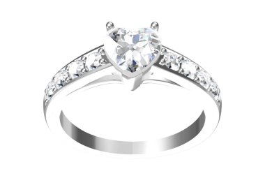 Evlilik yüzüğü beyaz arka planda. 3B görüntüleme