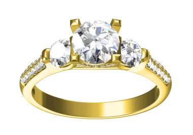 Evlilik yüzüğü beyaz arka planda. 3B görüntüleme