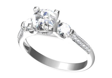 Evlilik yüzüğü beyaz arka planda. 3B görüntüleme