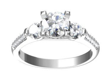 Evlilik yüzüğü beyaz arka planda. 3B görüntüleme