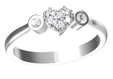 Beyaz arka plandaki güzel alyans. 3B görüntüleme