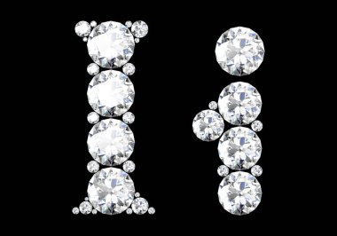 Mücevher taşlı elmas harfler (yüksek çözünürlüklü 3B resim)