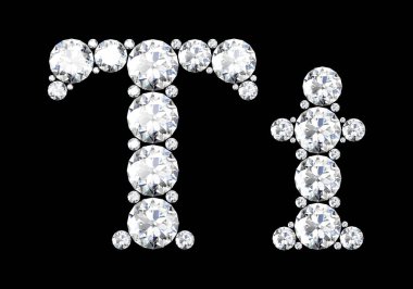 Mücevher taşlı elmas harfler (yüksek çözünürlüklü 3B resim)