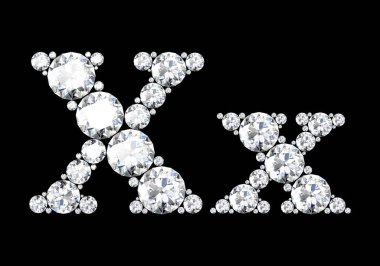 Mücevher taşlı elmas harfler (yüksek çözünürlüklü 3B resim)