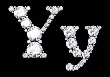 Mücevher taşlı elmas harfler (yüksek çözünürlüklü 3B resim)